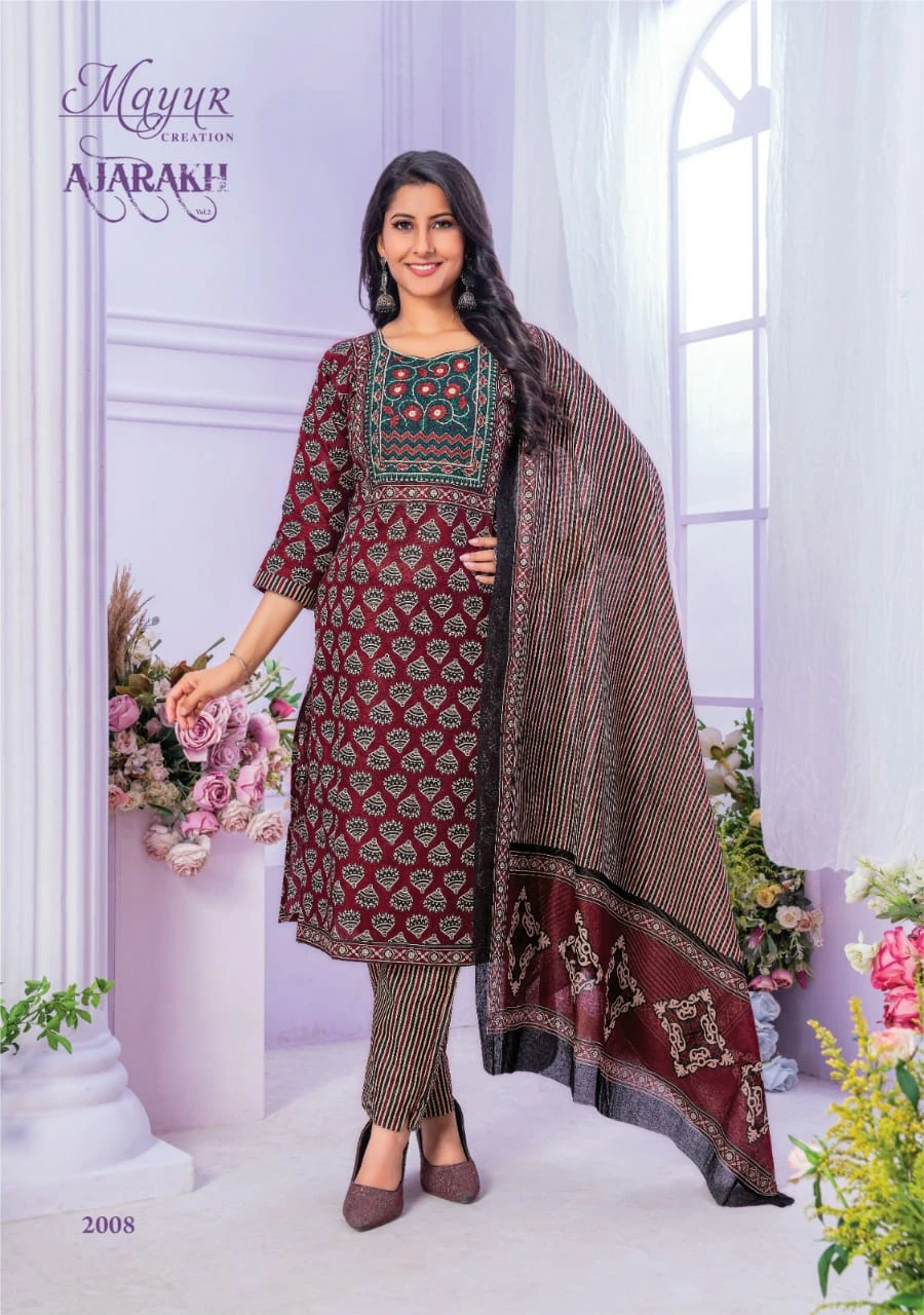 Mayur Ajarakh Vol 2 Pure Cotton Wholesale Readymade Salwar Suit Catalog — Wholesale Salwar Suits, Mayur Dress wholesale from Surat - Gallery Image 3